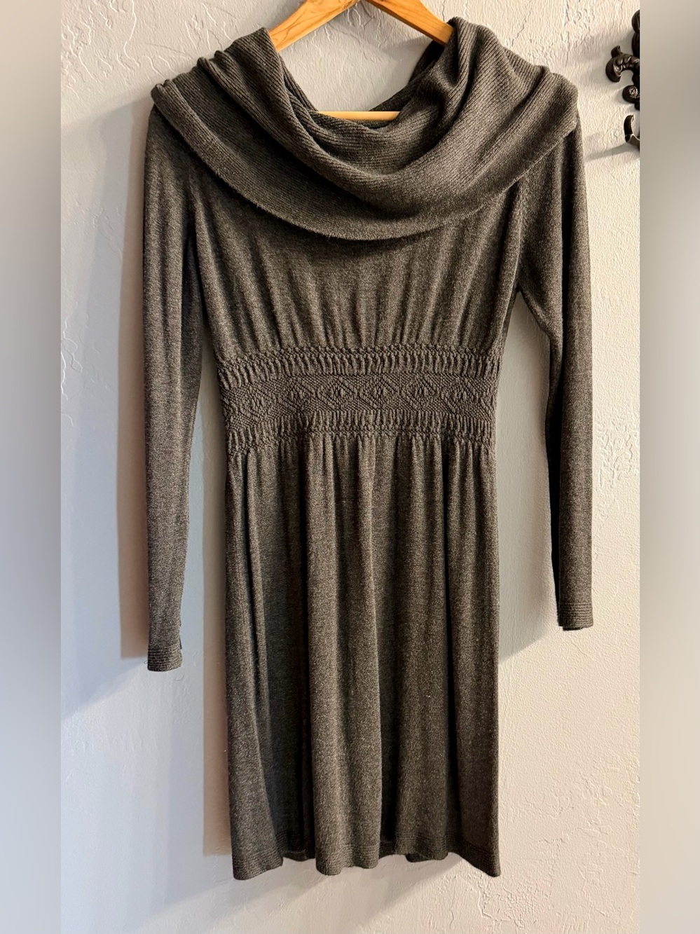 Studio M Charcoal Gray Long Sleeve Cowl Neck Knit Dress